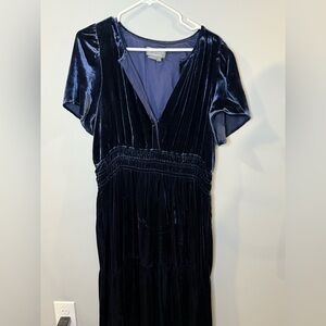 Anthropologie Somerset Maxi Dress in Navy Blue Velvet